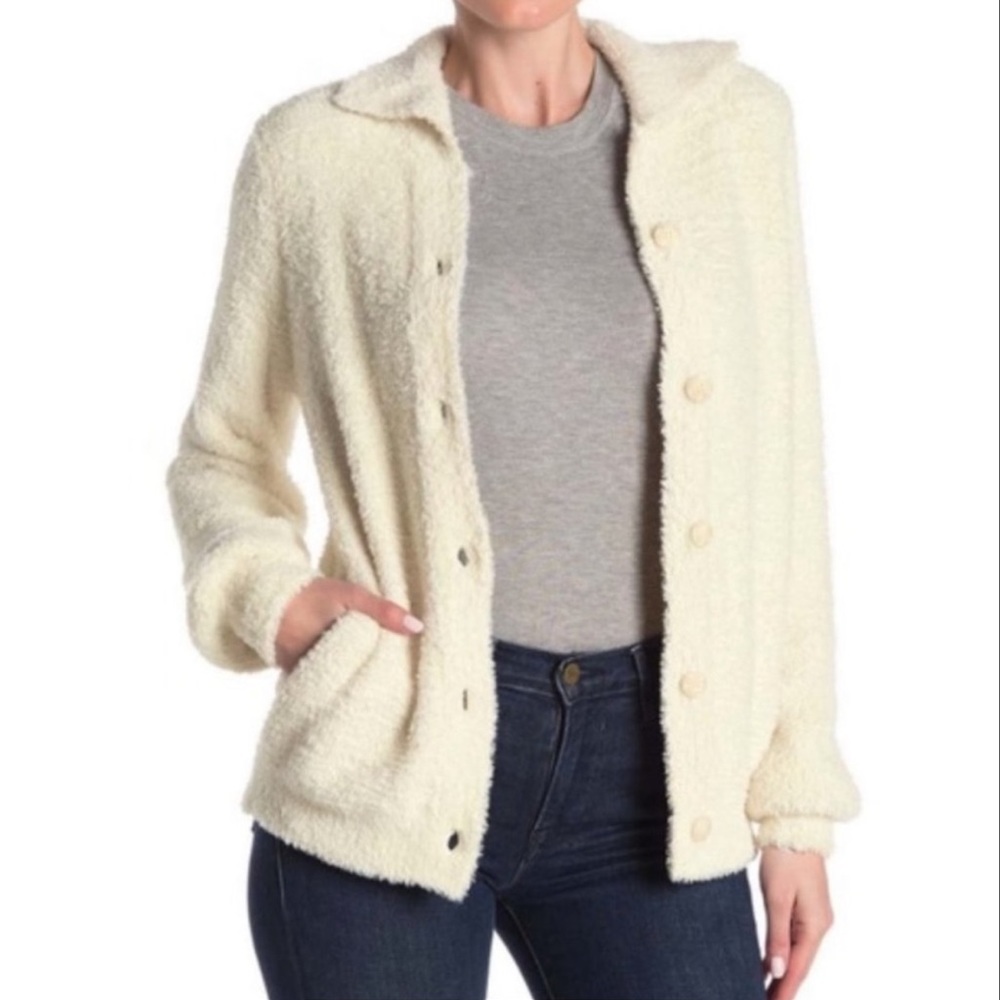 SUSINA Collared Button Down Teddy Sweater L